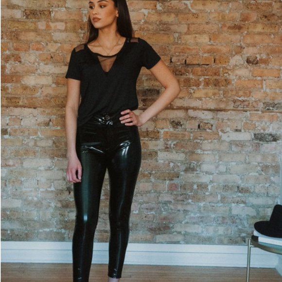 NWT High gloss faux leather pants - Picture 3 of 5